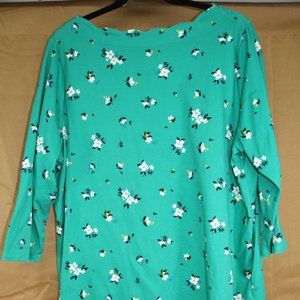Women's Croft & Barrow Green Round Neck 3/4 Sleeve Shirt 1X
